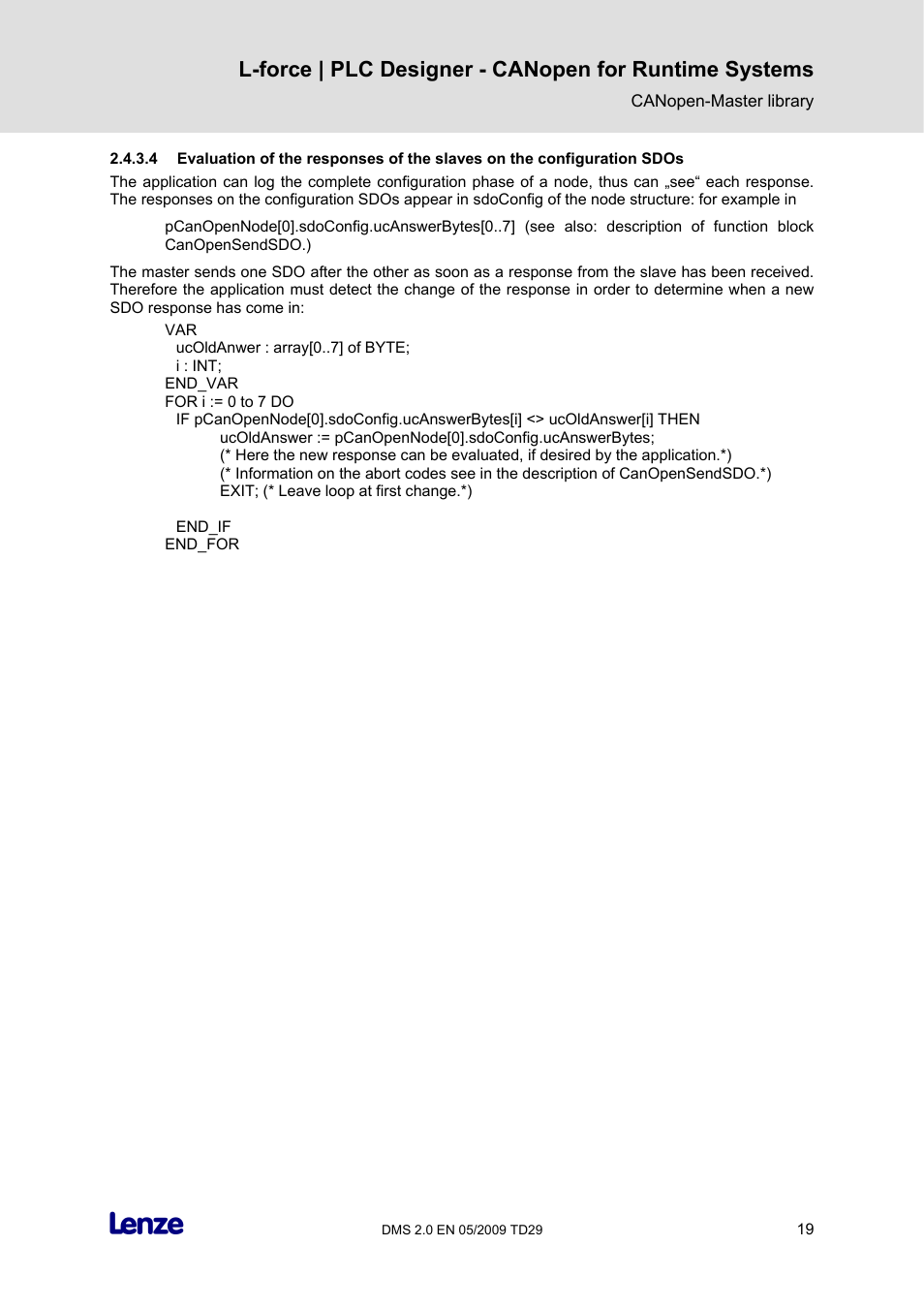 Lenze PLC Designer PLC Designer (R2-x) CANopen for Runtime Systems User Manual | Page 20 / 56