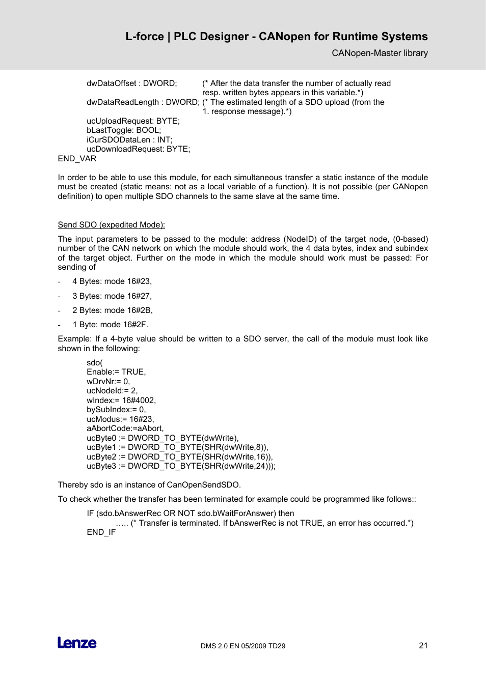 Lenze PLC Designer PLC Designer (R2-x) CANopen for Runtime Systems User Manual | Page 22 / 56