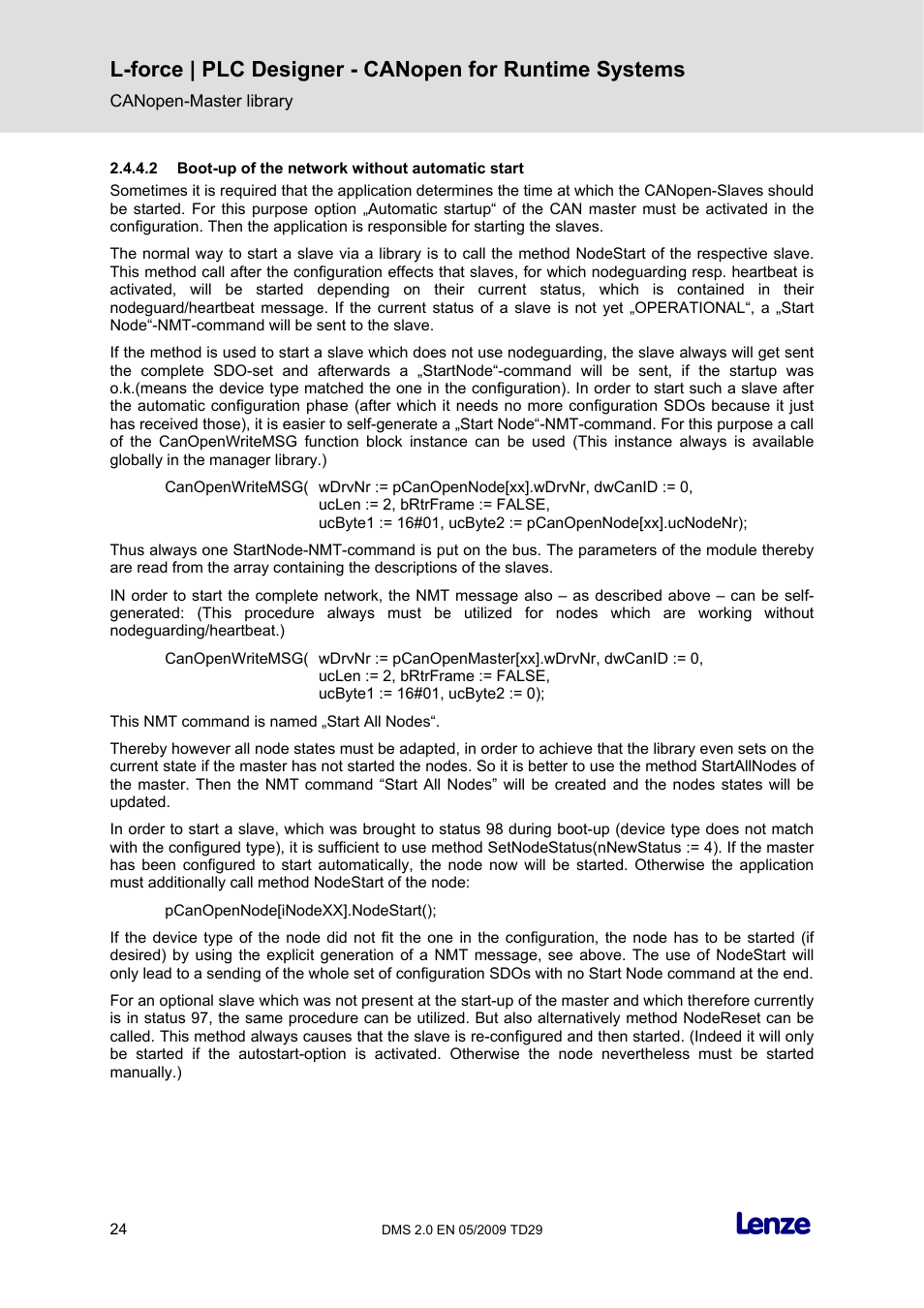 2 boot-up of the network without automatic start | Lenze PLC Designer PLC Designer (R2-x) CANopen for Runtime Systems User Manual | Page 25 / 56