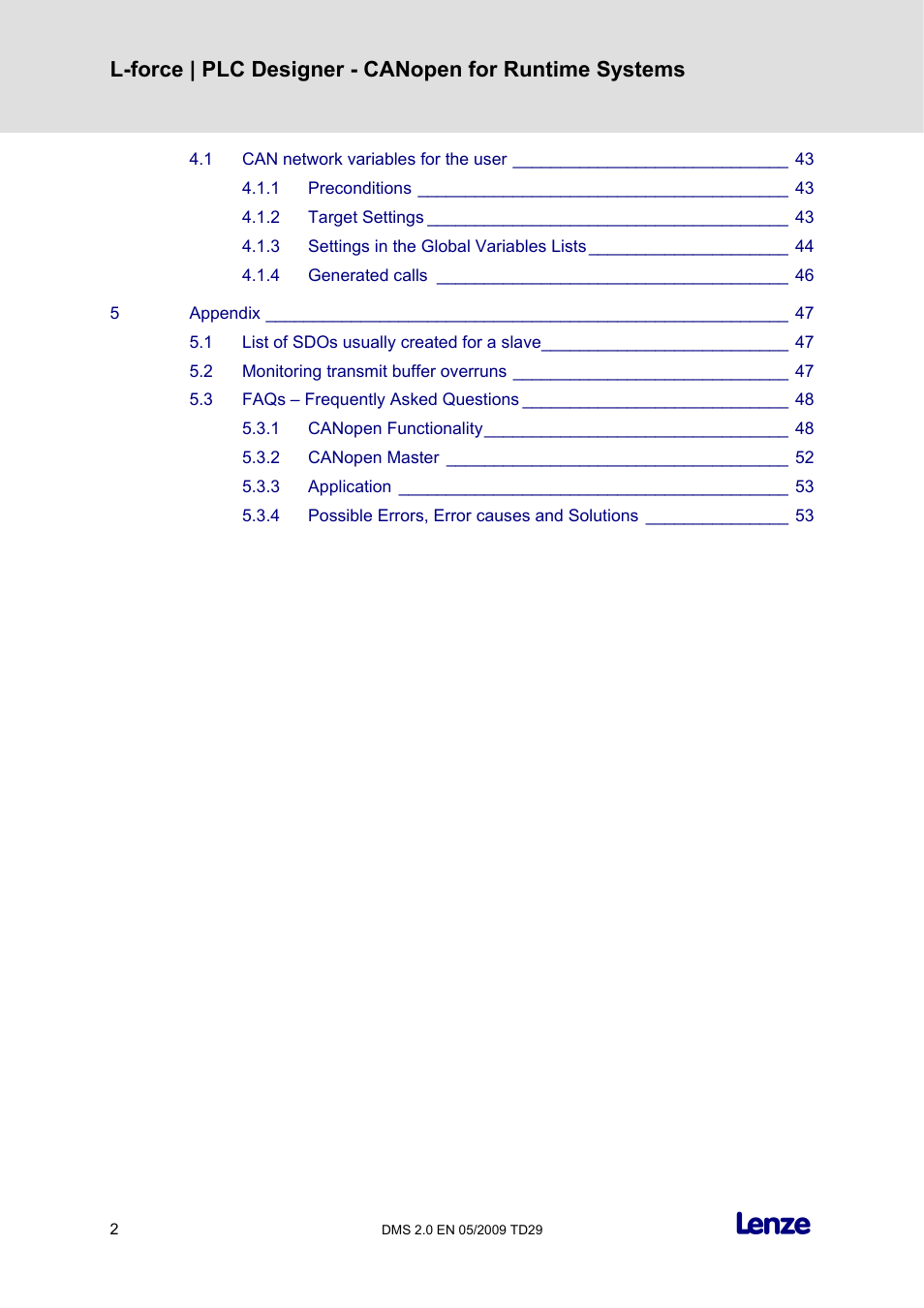 Lenze PLC Designer PLC Designer (R2-x) CANopen for Runtime Systems User Manual | Page 3 / 56
