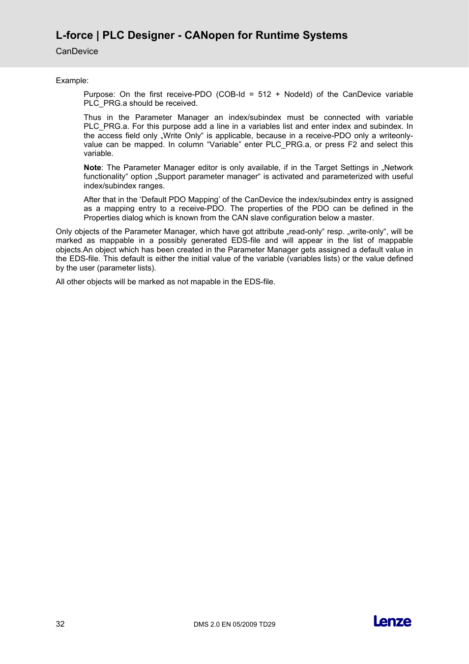 Lenze PLC Designer PLC Designer (R2-x) CANopen for Runtime Systems User Manual | Page 33 / 56