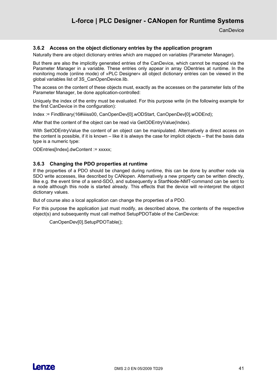 3 changing the pdo properties at runtime, Changing the pdo properties at runtime | Lenze PLC Designer PLC Designer (R2-x) CANopen for Runtime Systems User Manual | Page 42 / 56