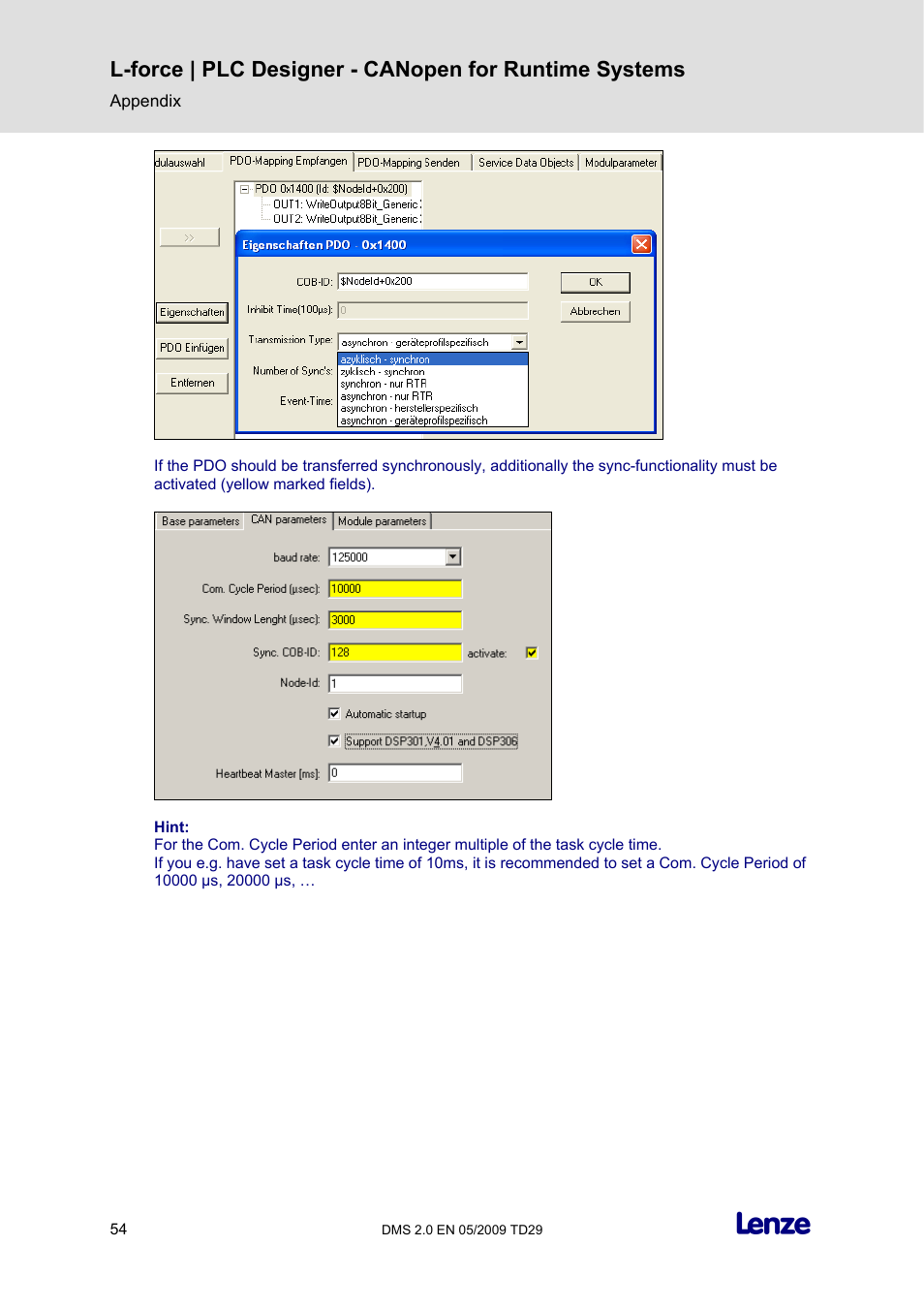 Lenze PLC Designer PLC Designer (R2-x) CANopen for Runtime Systems User Manual | Page 55 / 56