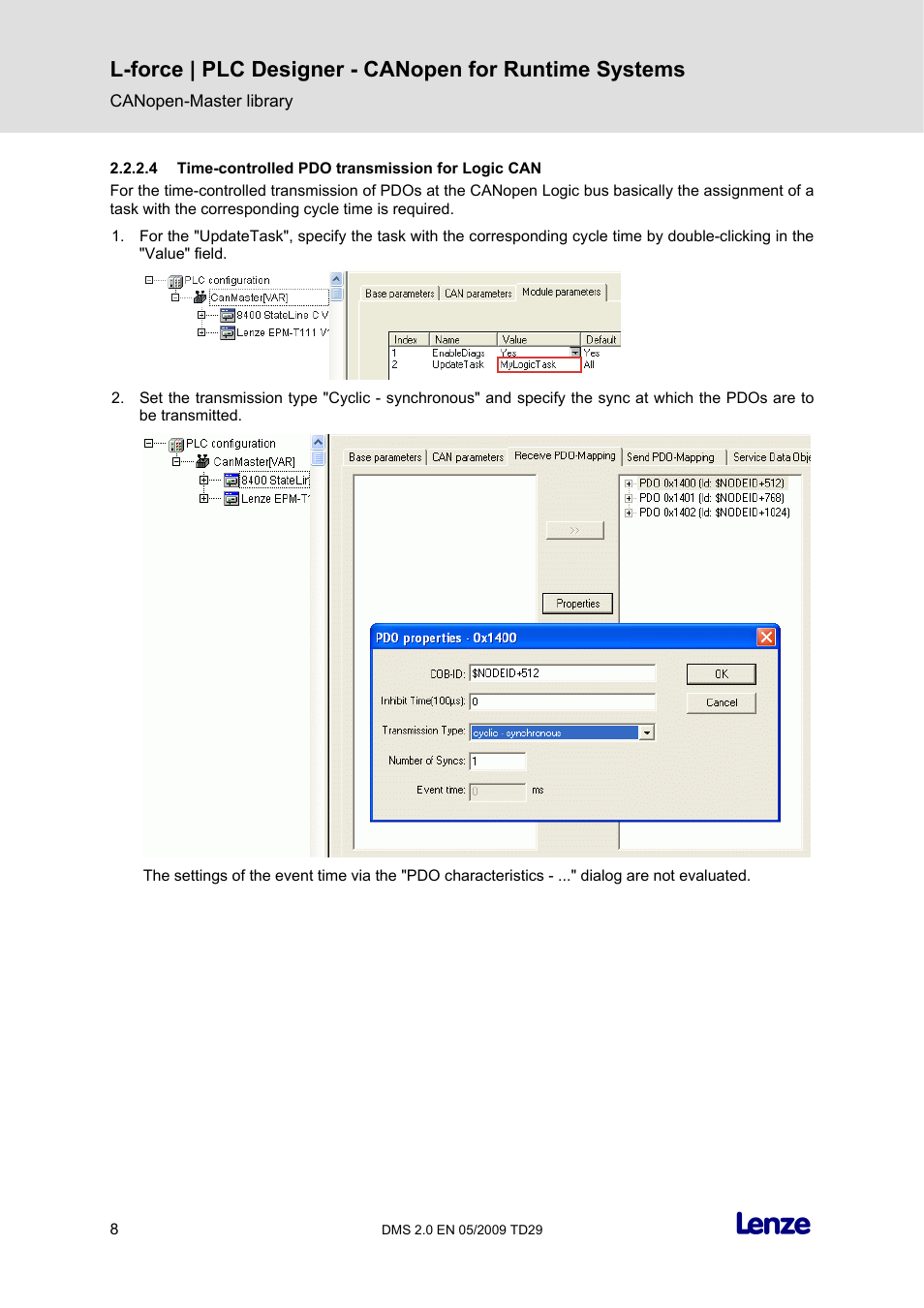 4 time-controlled pdo transmission for logic can | Lenze PLC Designer PLC Designer (R2-x) CANopen for Runtime Systems User Manual | Page 9 / 56