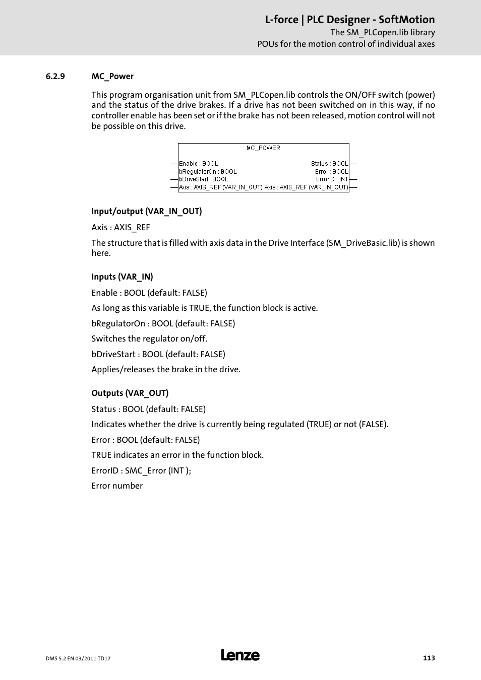 9 mc_power, Mc_power | Lenze PLC Designer PLC-Designer (R2-x) SoftMotion User Manual | Page 113 / 290