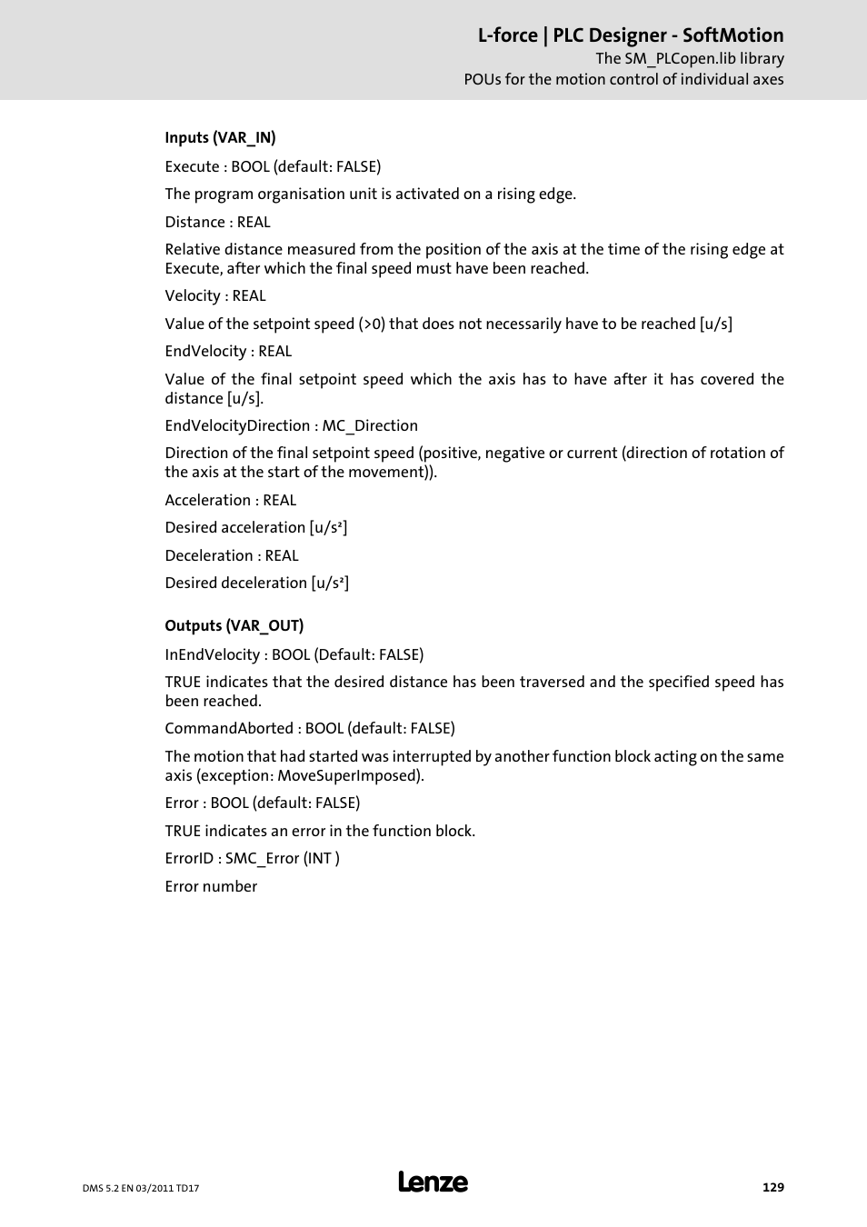 Lenze PLC Designer PLC-Designer (R2-x) SoftMotion User Manual | Page 129 / 290