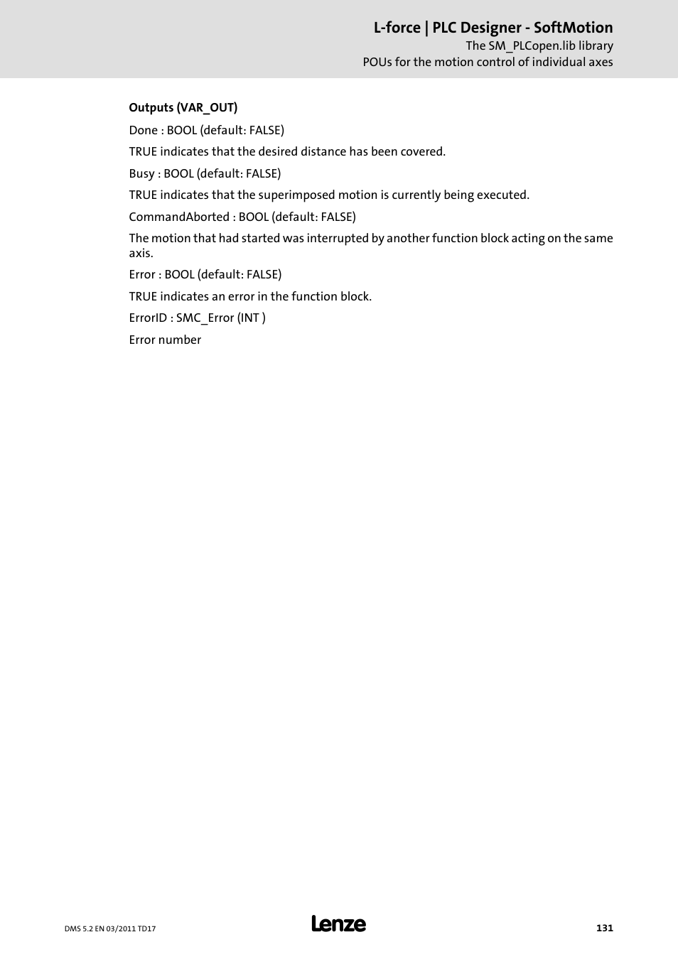 Lenze PLC Designer PLC-Designer (R2-x) SoftMotion User Manual | Page 131 / 290