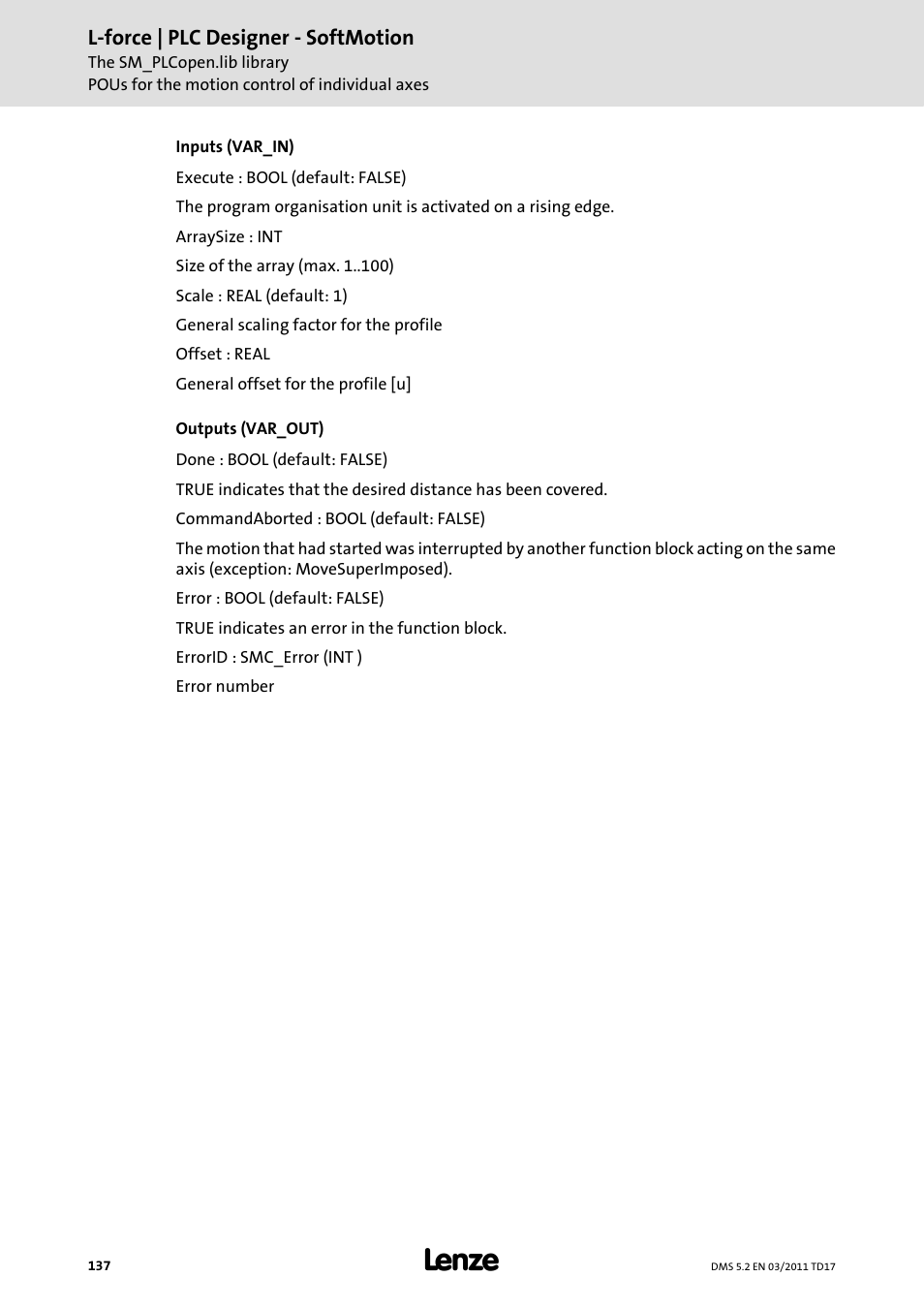Lenze PLC Designer PLC-Designer (R2-x) SoftMotion User Manual | Page 137 / 290