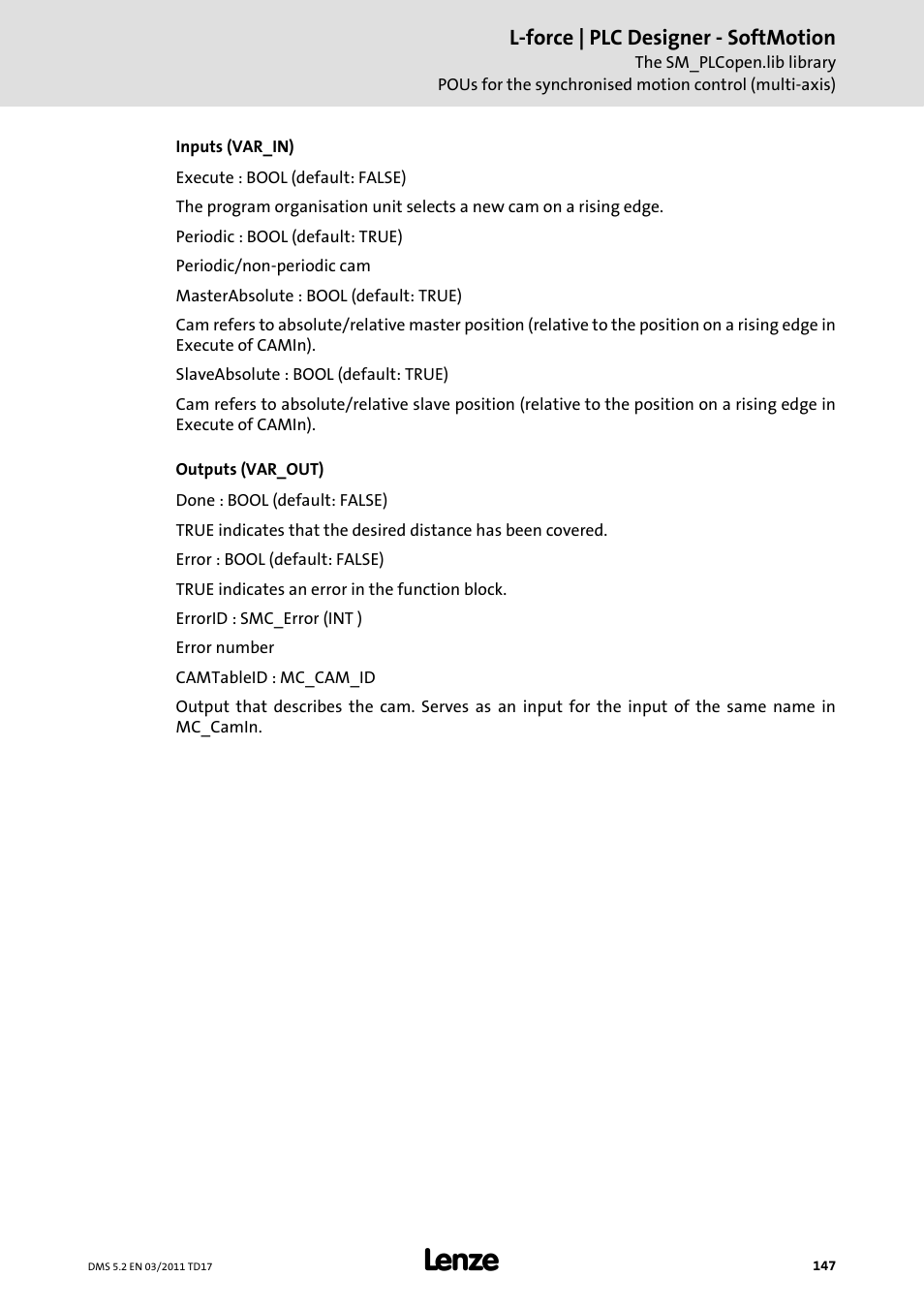 Lenze PLC Designer PLC-Designer (R2-x) SoftMotion User Manual | Page 147 / 290