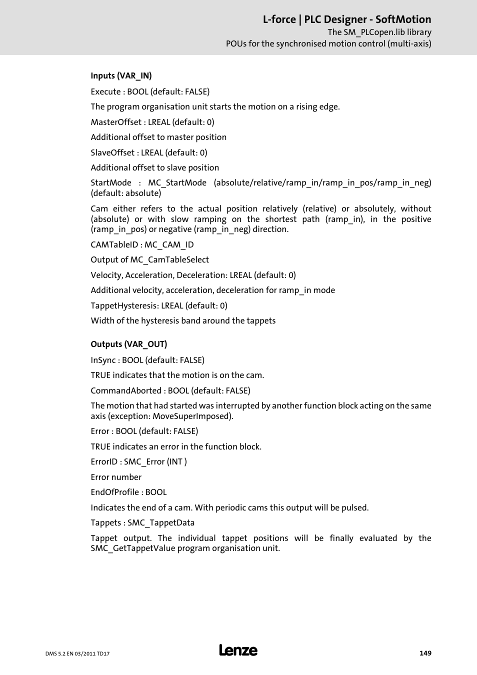 Lenze PLC Designer PLC-Designer (R2-x) SoftMotion User Manual | Page 149 / 290