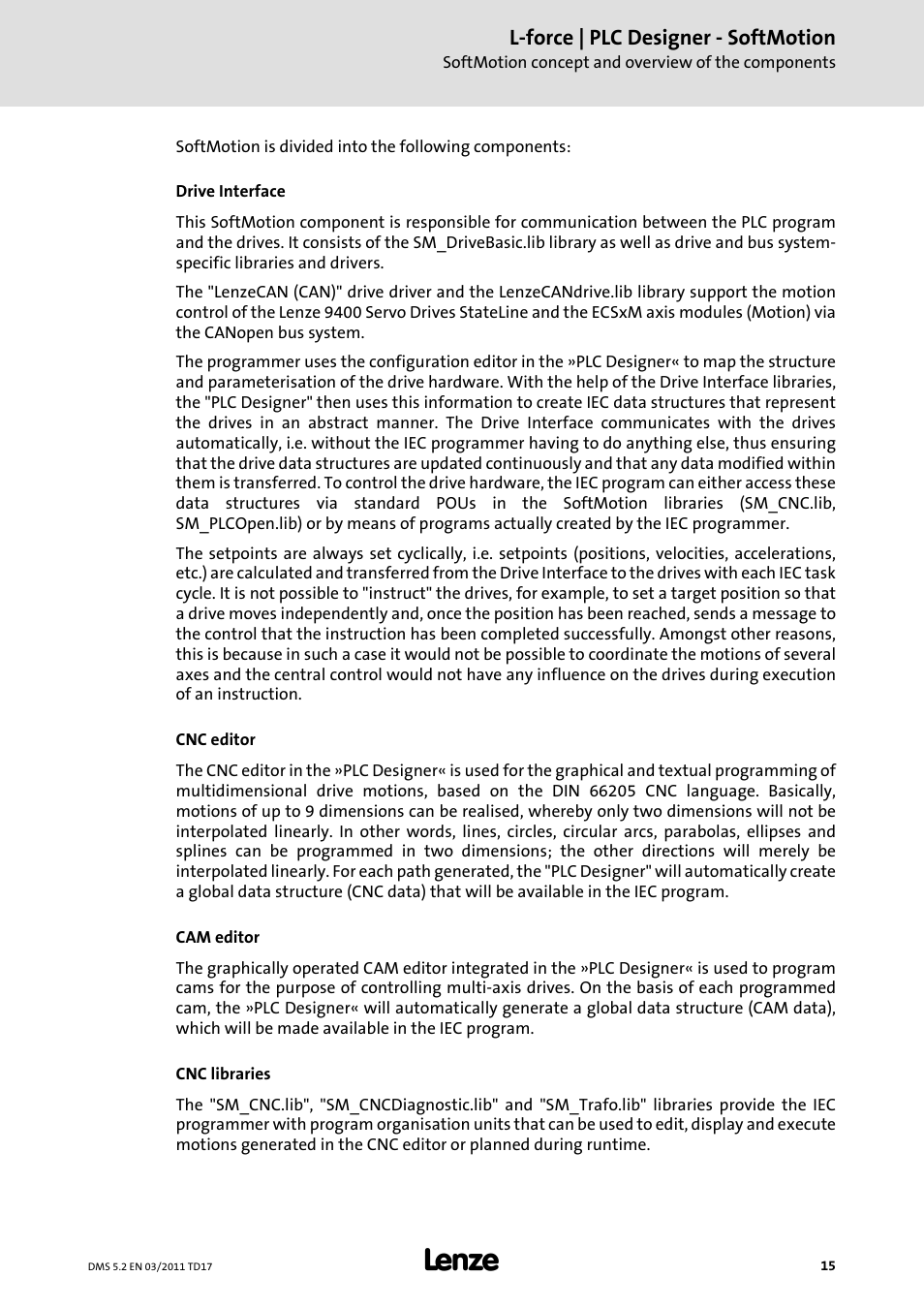 L-force | plc designer - softmotion | Lenze PLC Designer PLC-Designer (R2-x) SoftMotion User Manual | Page 15 / 290