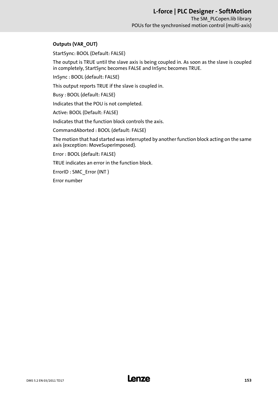 Lenze PLC Designer PLC-Designer (R2-x) SoftMotion User Manual | Page 153 / 290