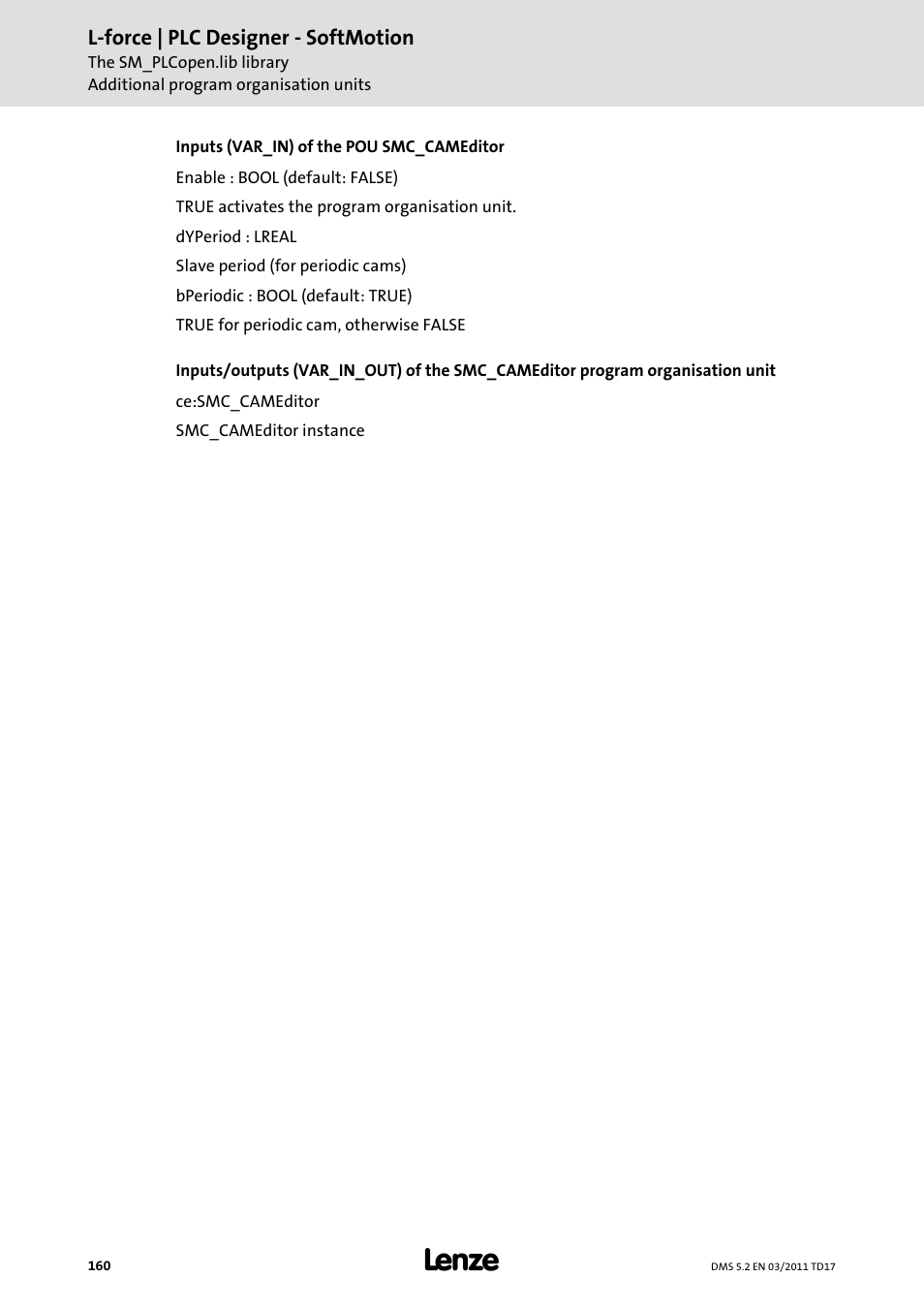 Lenze PLC Designer PLC-Designer (R2-x) SoftMotion User Manual | Page 160 / 290