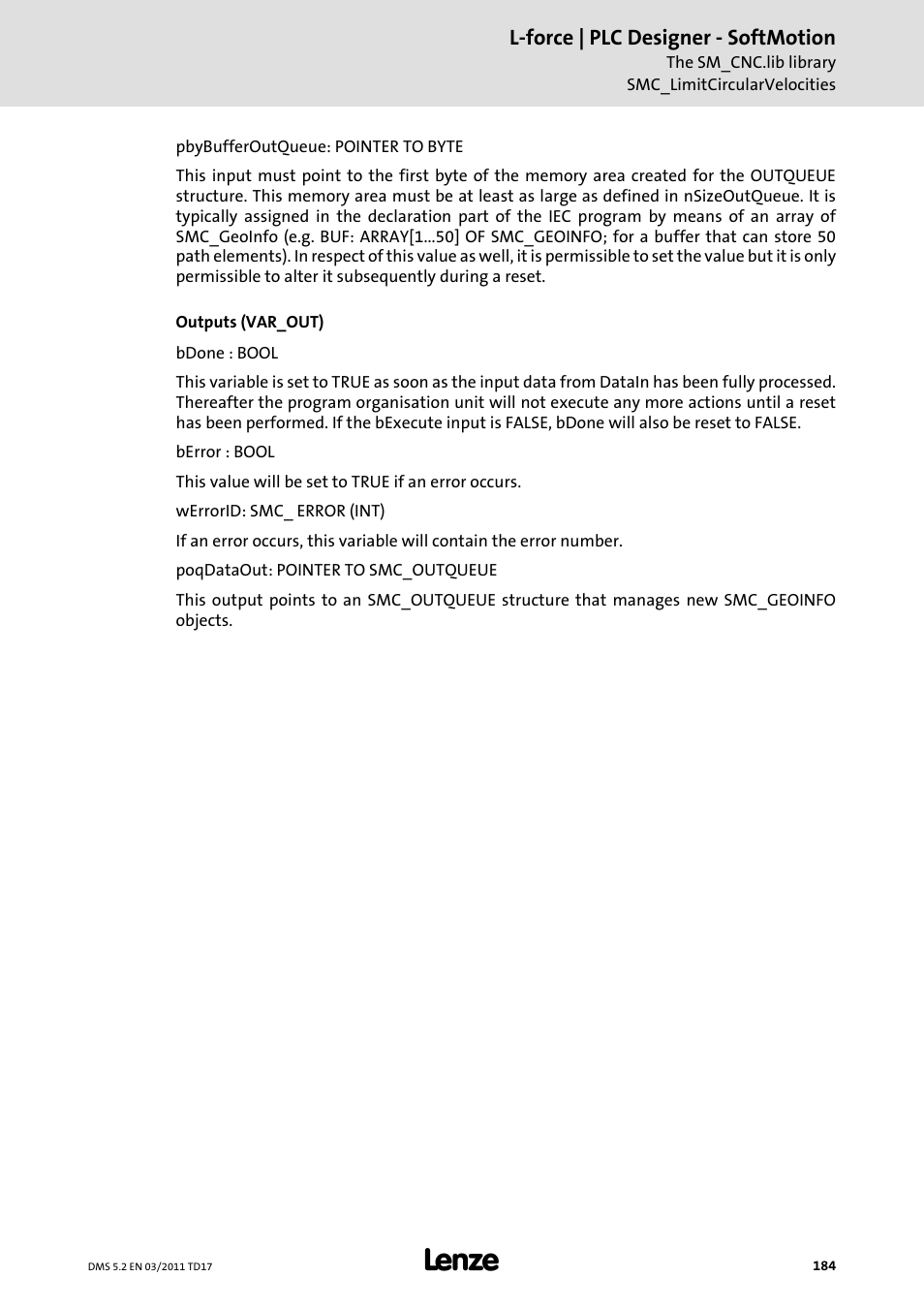 Lenze PLC Designer PLC-Designer (R2-x) SoftMotion User Manual | Page 184 / 290