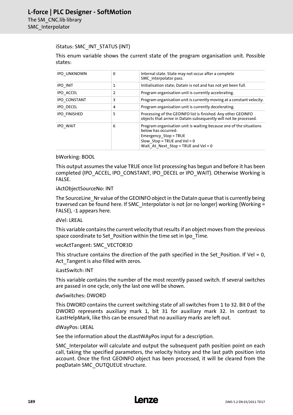 L-force | plc designer - softmotion | Lenze PLC Designer PLC-Designer (R2-x) SoftMotion User Manual | Page 189 / 290