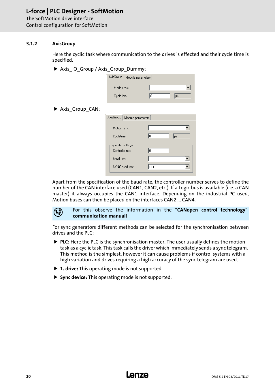 2 axisgroup, Axisgroup | Lenze PLC Designer PLC-Designer (R2-x) SoftMotion User Manual | Page 20 / 290