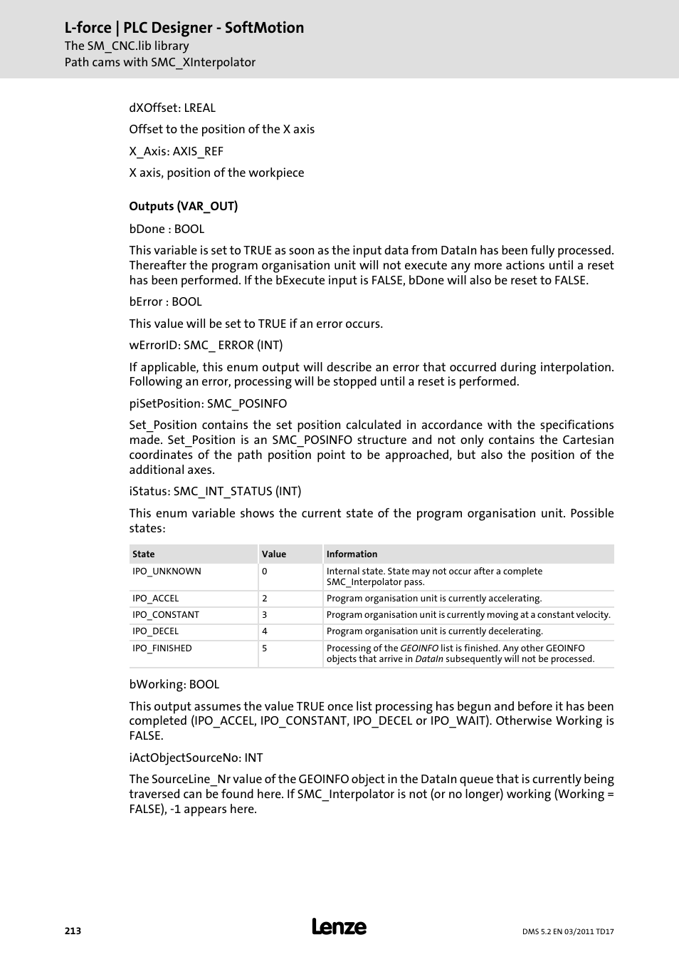 L-force | plc designer - softmotion | Lenze PLC Designer PLC-Designer (R2-x) SoftMotion User Manual | Page 213 / 290