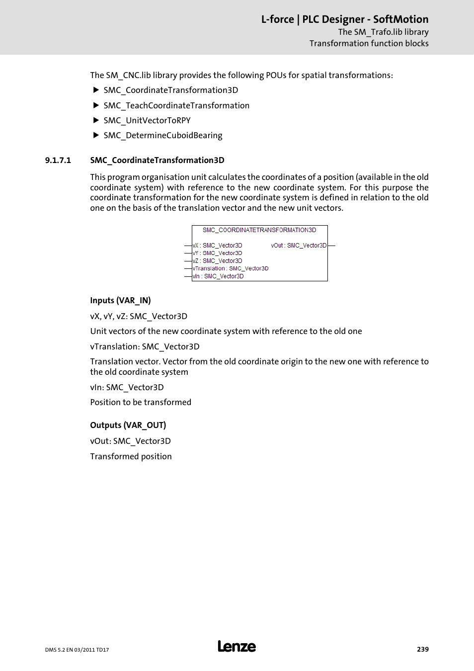 1 smc_coordinatetransformation3d | Lenze PLC Designer PLC-Designer (R2-x) SoftMotion User Manual | Page 239 / 290