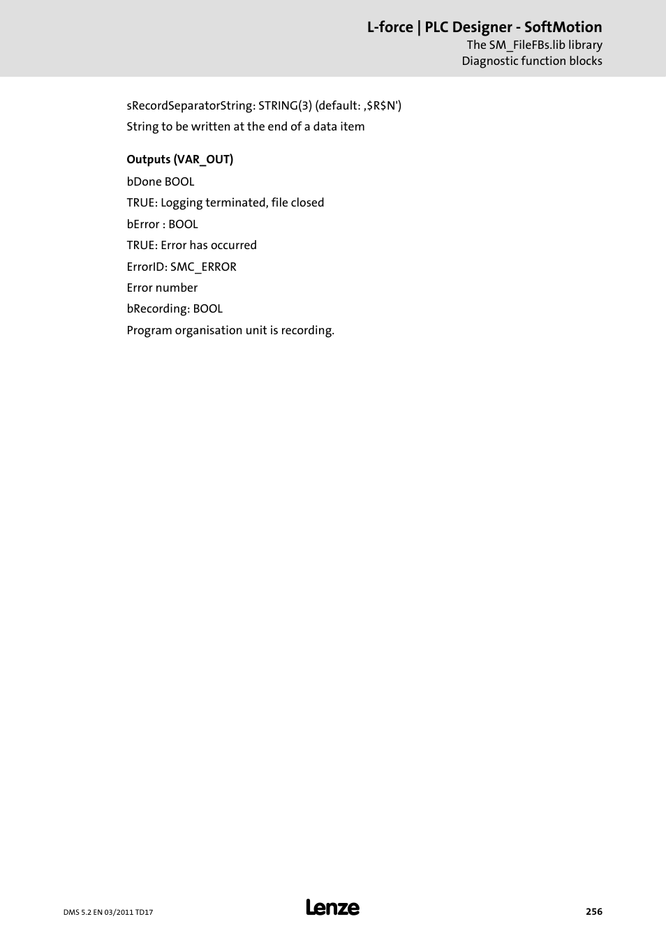 Lenze PLC Designer PLC-Designer (R2-x) SoftMotion User Manual | Page 256 / 290