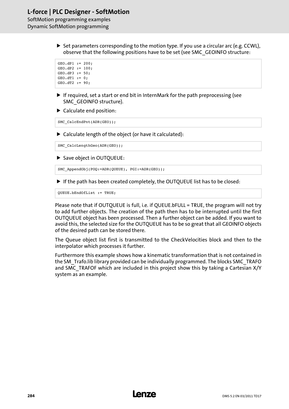 L-force | plc designer - softmotion | Lenze PLC Designer PLC-Designer (R2-x) SoftMotion User Manual | Page 284 / 290