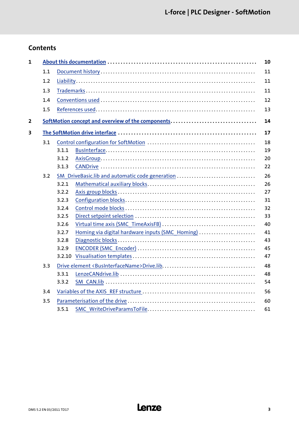 Lenze PLC Designer PLC-Designer (R2-x) SoftMotion User Manual | Page 3 / 290