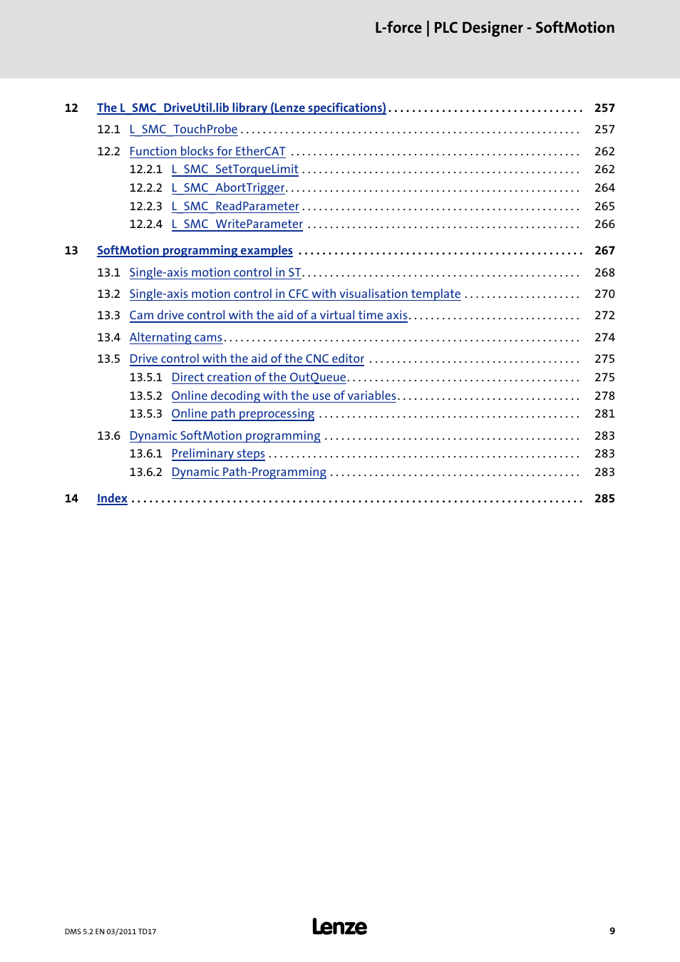 L-force | plc designer - softmotion | Lenze PLC Designer PLC-Designer (R2-x) SoftMotion User Manual | Page 9 / 290