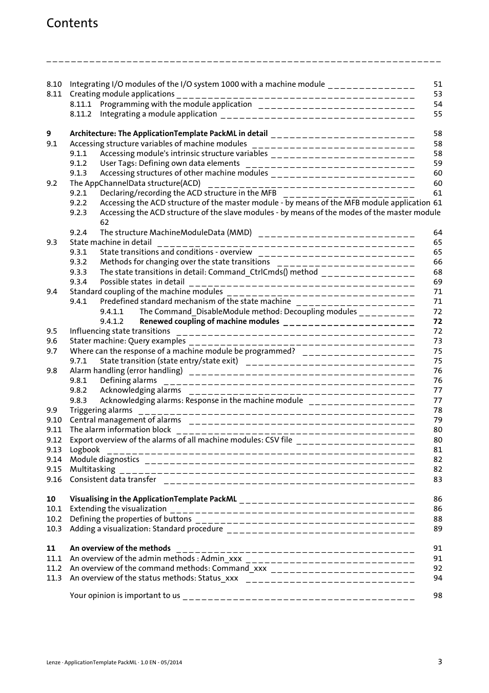 Lenze ApplicationTemplate PackML (PLC Designer R3-x) User Manual | Page 3 / 99