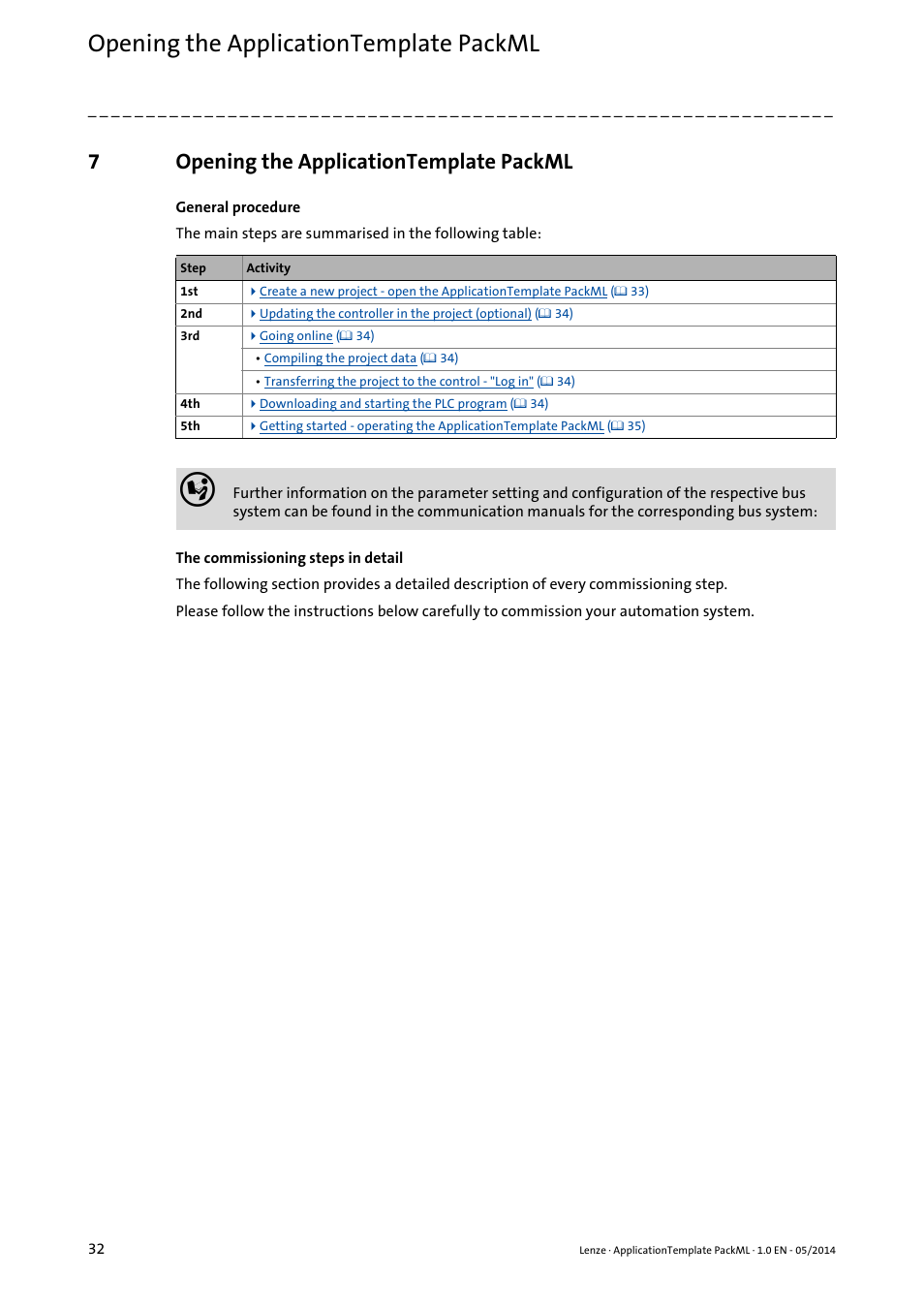 7 opening the applicationtemplate packml, Opening the applicationtemplate packml, 7opening the applicationtemplate packml | Lenze ApplicationTemplate PackML (PLC Designer R3-x) User Manual | Page 32 / 99