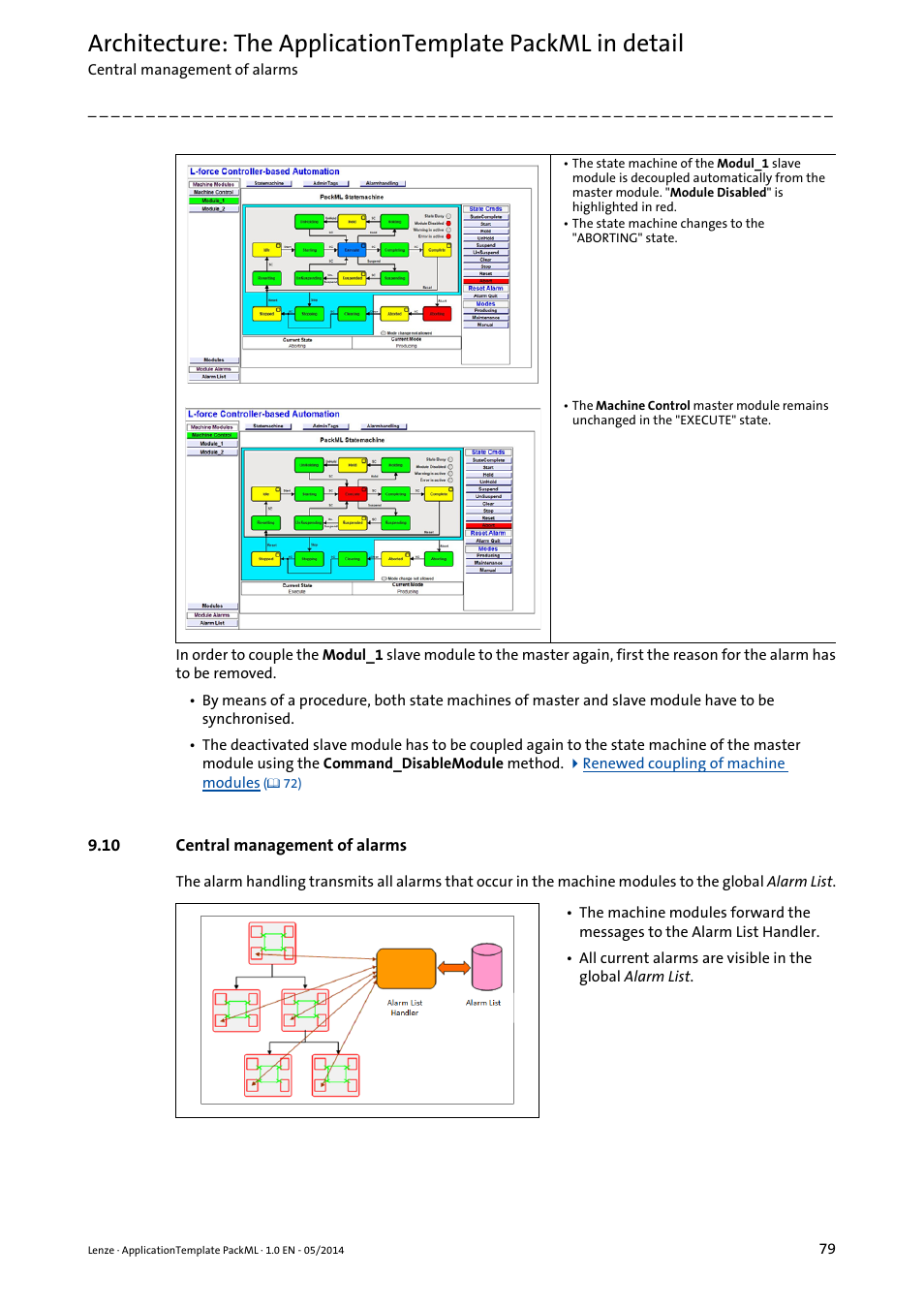 10 central management of alarms | Lenze ApplicationTemplate PackML (PLC Designer R3-x) User Manual | Page 79 / 99