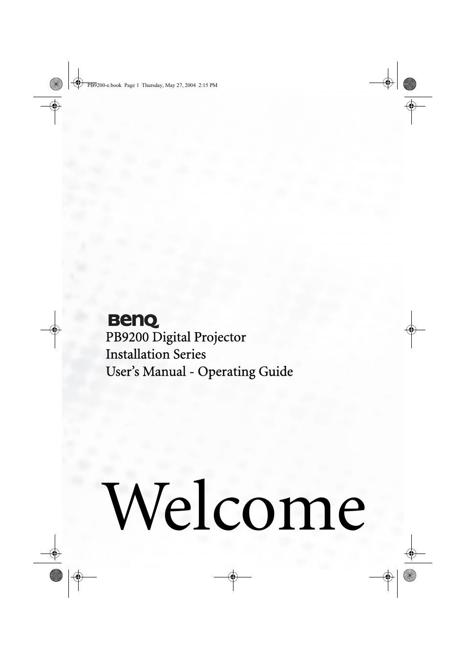 BenQ PB9200 User Manual | 53 pages