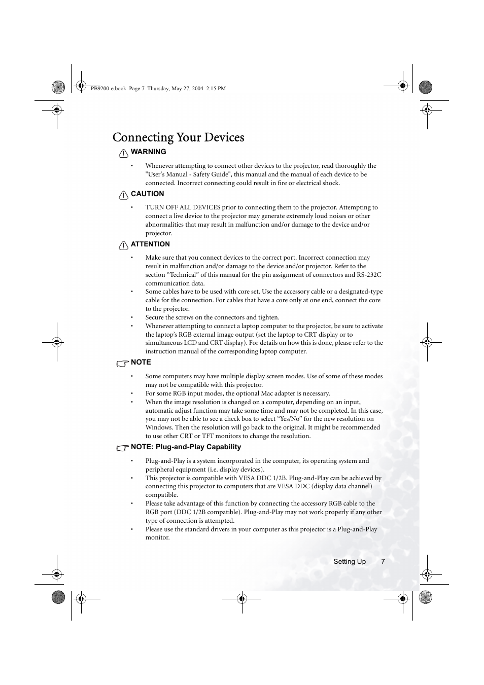 Connecting your devices | BenQ PB9200 User Manual | Page 13 / 53