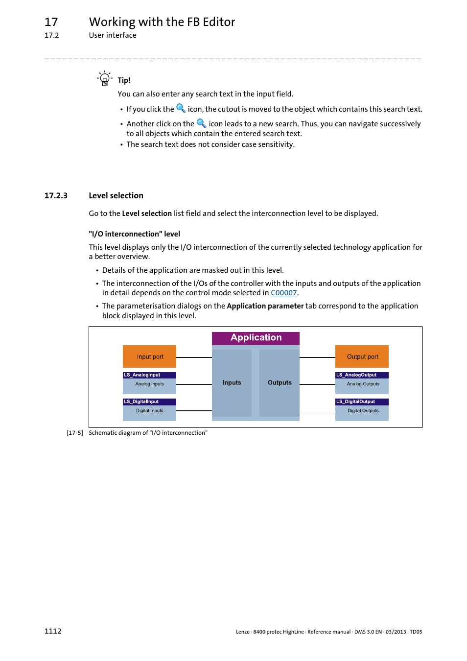 3 level selection, Level selection 2, Level selection | 17 working with the fb editor | Lenze 8400 User Manual | Page 1112 / 1494