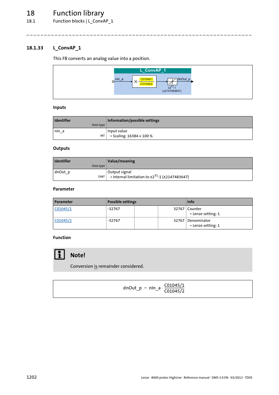 33 l_convap_1, 33 l_convap_1 2, L_convap_1 | 18 function library | Lenze 8400 User Manual | Page 1202 / 1494