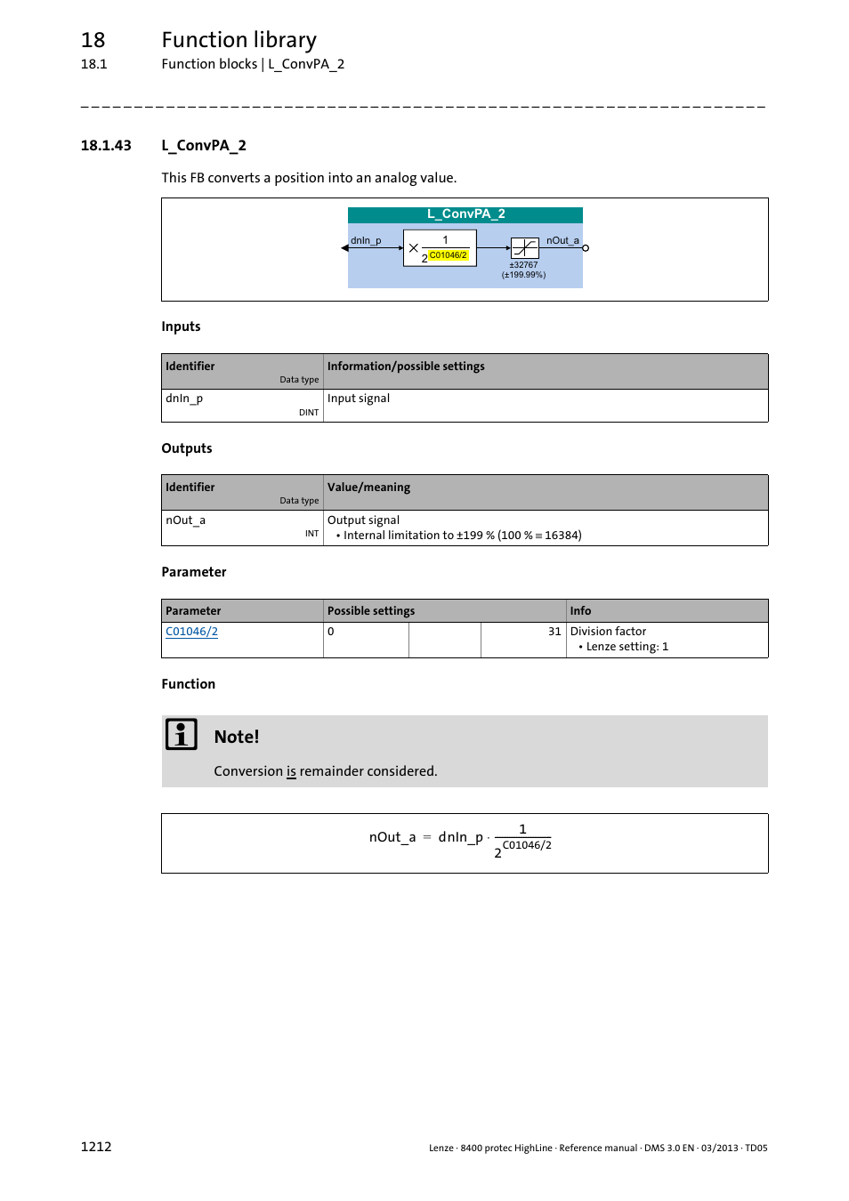 43 l_convpa_2, 43 l_convpa_2 2, L_convpa_2 | 18 function library | Lenze 8400 User Manual | Page 1212 / 1494