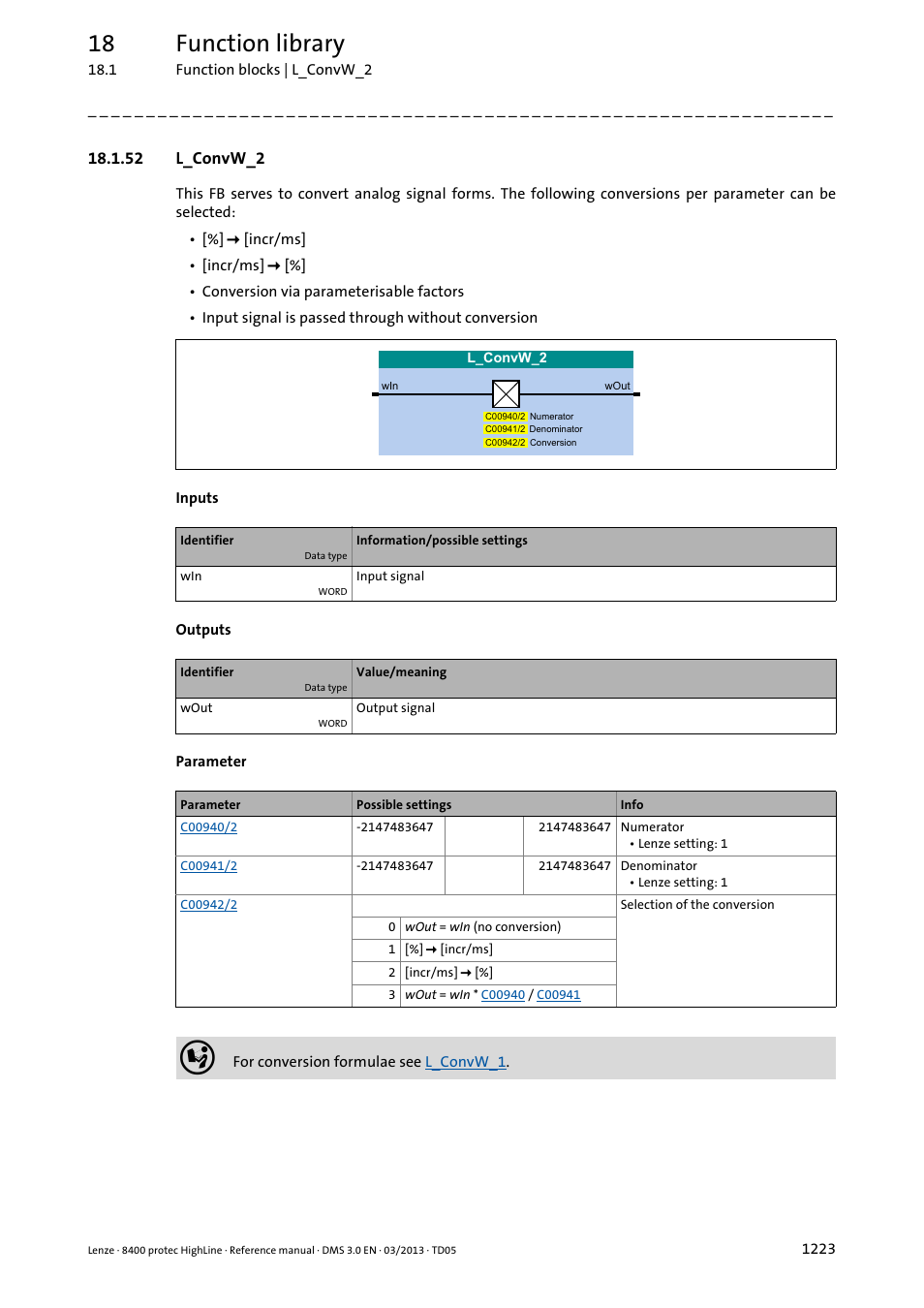 52 l_convw_2, 52 l_convw_2 3, L_convw_2 | 18 function library | Lenze 8400 User Manual | Page 1223 / 1494