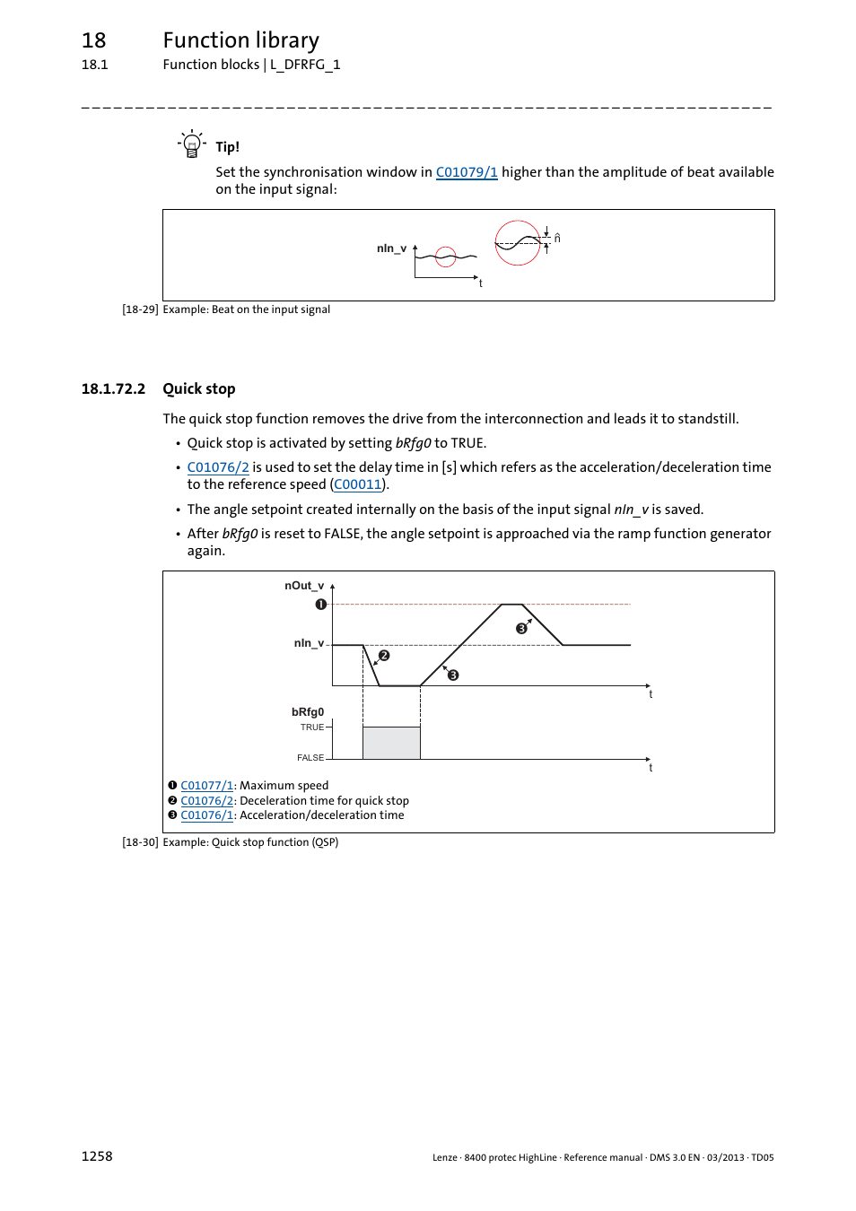 2 quick stop, Quick stop 8, 18 function library | Lenze 8400 User Manual | Page 1258 / 1494