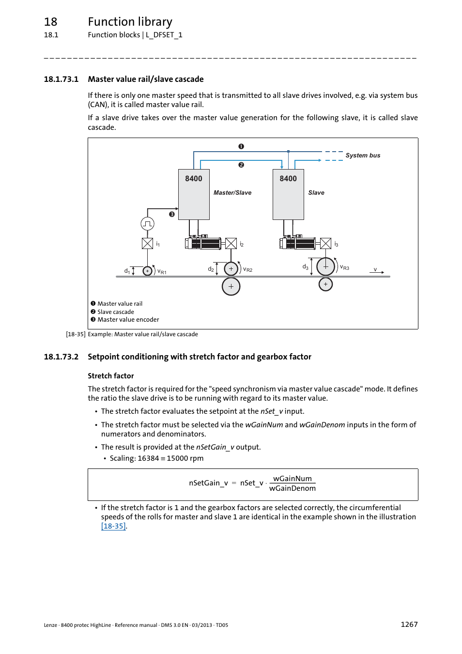 1 master value rail/slave cascade, Master value rail/slave cascade 7, 18 function library | Lenze 8400 User Manual | Page 1267 / 1494