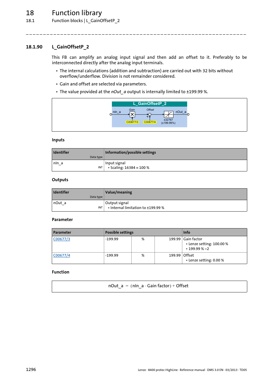 90 l_gainoffsetp_2, 90 l_gainoffsetp_2 6, L_gainoffsetp_2 | 18 function library | Lenze 8400 User Manual | Page 1296 / 1494