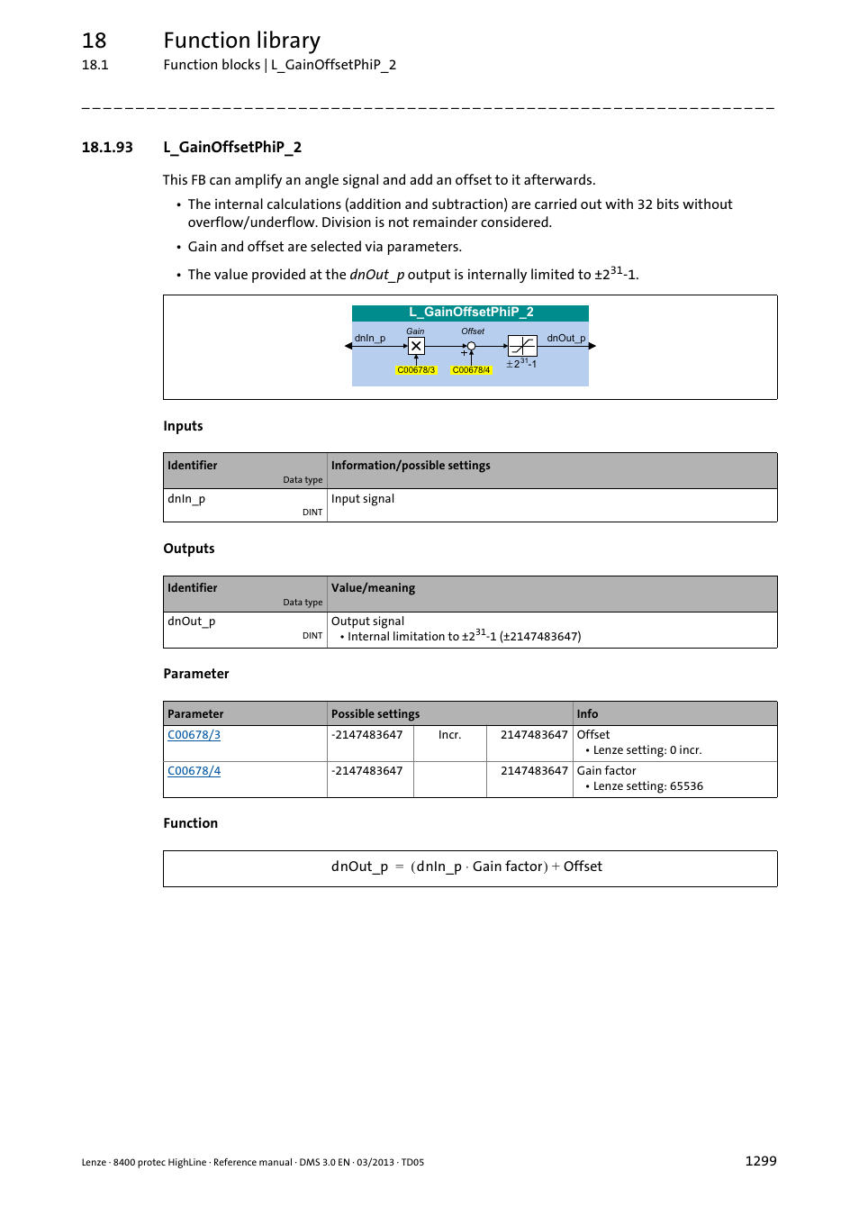 93 l_gainoffsetphip_2, 93 l_gainoffsetphip_2 9, L_gainoffsetphip_2 | 18 function library | Lenze 8400 User Manual | Page 1299 / 1494