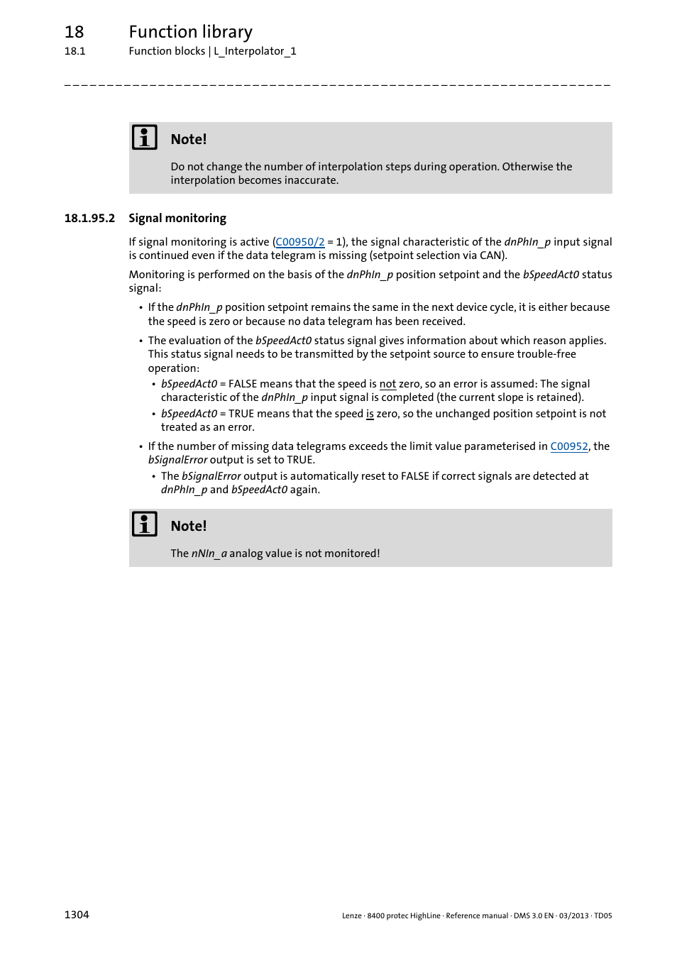 2 signal monitoring, Signal monitoring 4, Signal monitoring ( 1304) | 18 function library | Lenze 8400 User Manual | Page 1304 / 1494