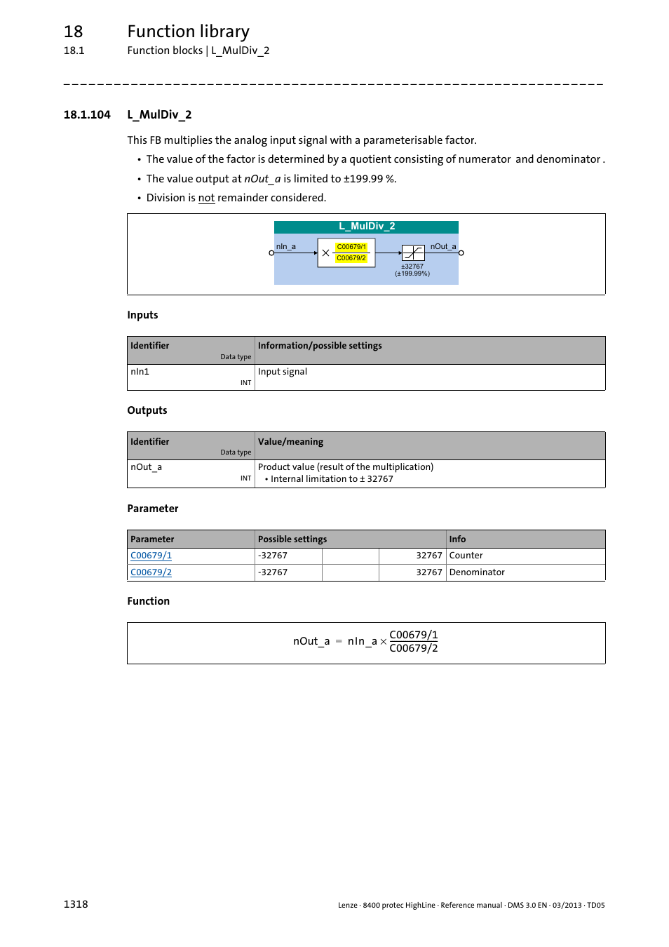 104 l_muldiv_2, 104 l_muldiv_2 8, L_muldiv_2 | 18 function library | Lenze 8400 User Manual | Page 1318 / 1494