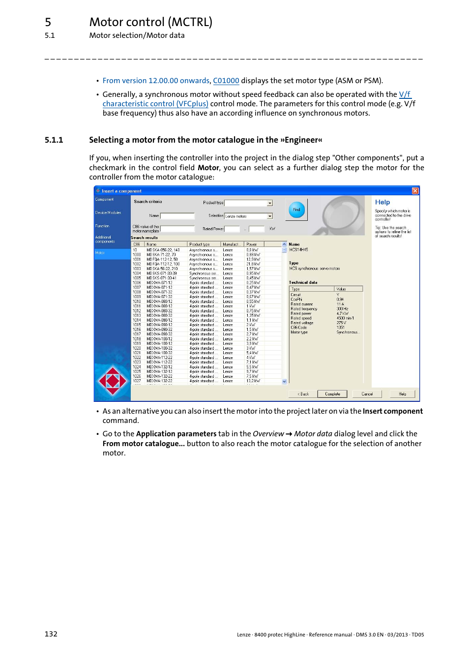 Motor, 5motor control (mctrl) | Lenze 8400 User Manual | Page 132 / 1494