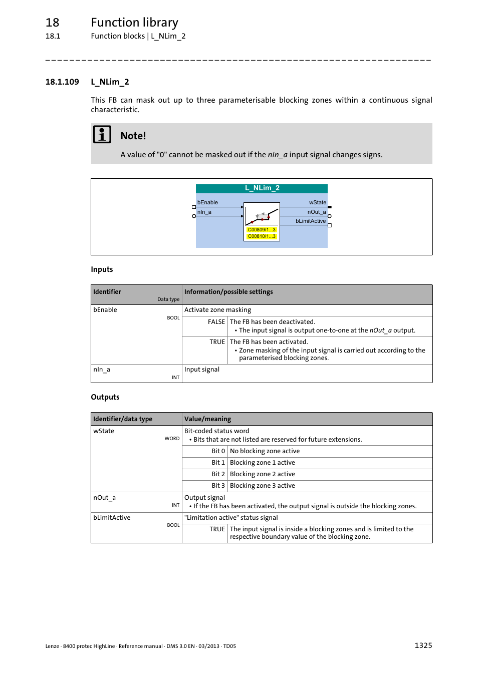 109 l_nlim_2, 109 l_nlim_2 5, L_nlim_2 | Maximu, Benable, 18 function library | Lenze 8400 User Manual | Page 1325 / 1494