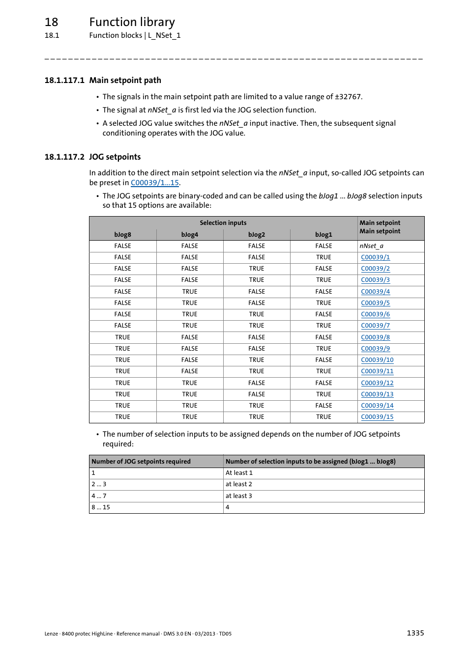 1 main setpoint path, 2 jog setpoints, 1 main setpoint path 5 | 2 jog setpoints 5, 18 function library | Lenze 8400 User Manual | Page 1335 / 1494