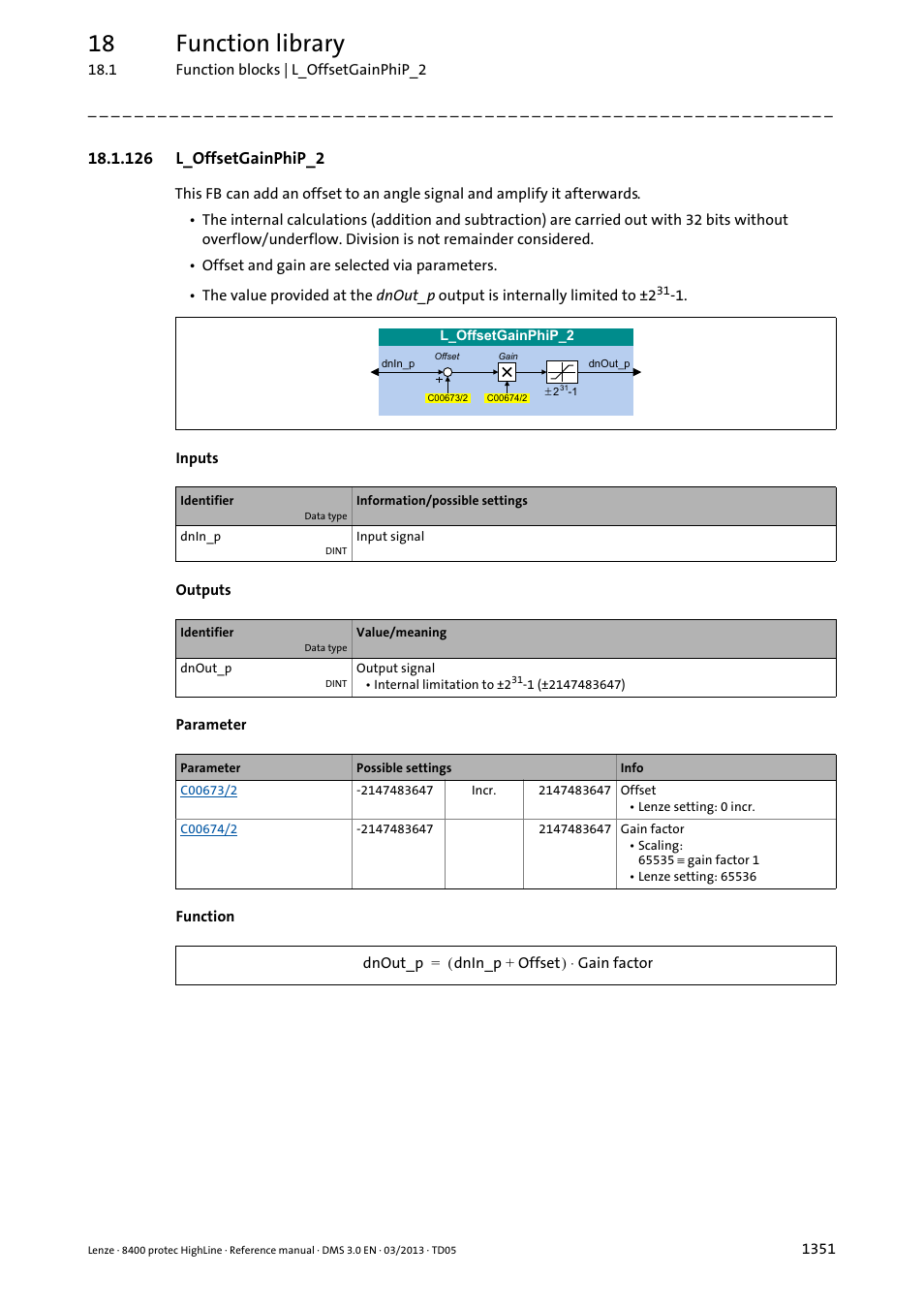 126 l_offsetgainphip_2, 126 l_offsetgainphip_2 1, L_offsetgainphip_2 | 18 function library | Lenze 8400 User Manual | Page 1351 / 1494