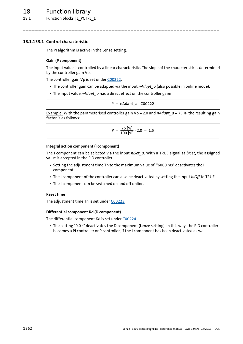 1 control characteristic, 1 control characteristic 2, 18 function library | Lenze 8400 User Manual | Page 1362 / 1494