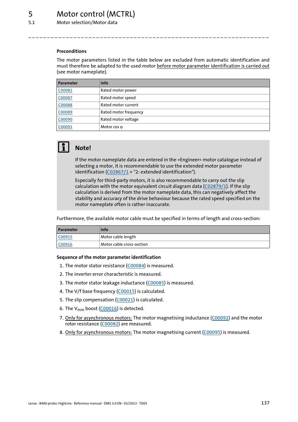 5motor control (mctrl) | Lenze 8400 User Manual | Page 137 / 1494