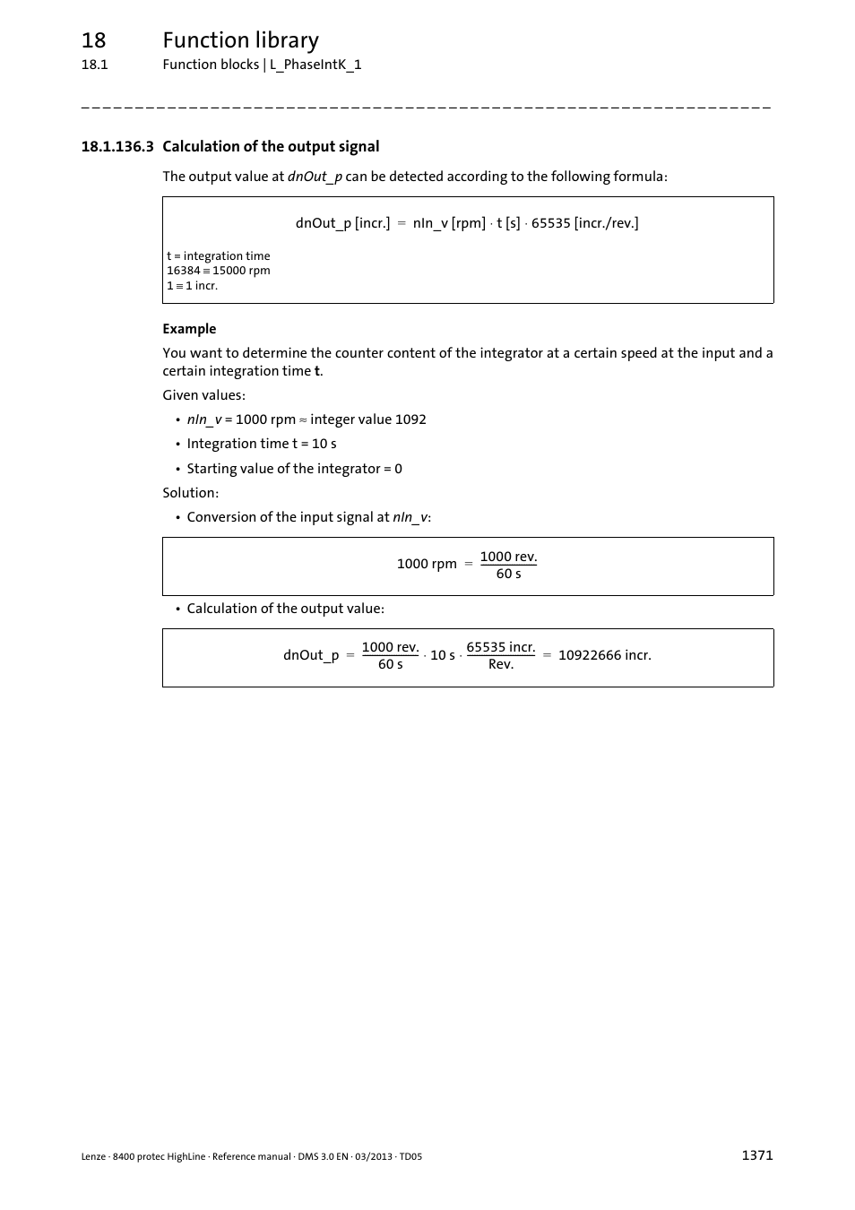 3 calculation of the output signal, 3 calculation of the output signal 1, 18 function library | Lenze 8400 User Manual | Page 1371 / 1494