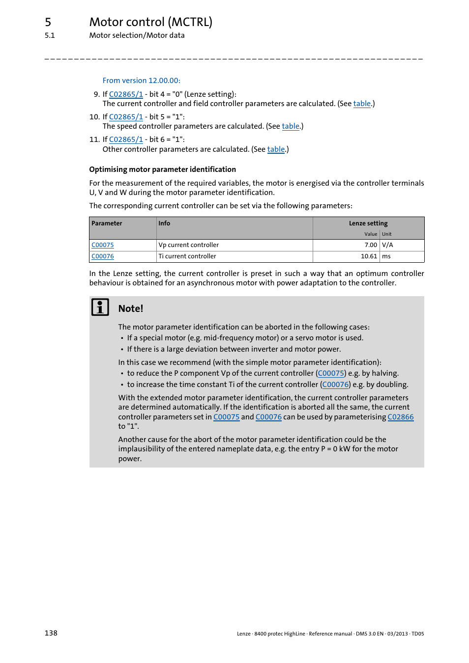 5motor control (mctrl) | Lenze 8400 User Manual | Page 138 / 1494