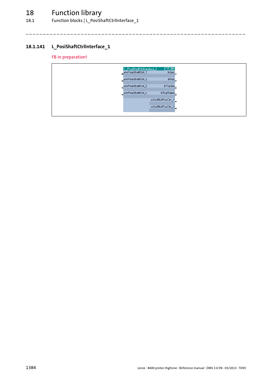 141 l_posishaftctrlinterface_1, 141 l_posishaftctrlinterface_1 4, L_posishaftctrlinterface_1 | 18 function library | Lenze 8400 User Manual | Page 1384 / 1494